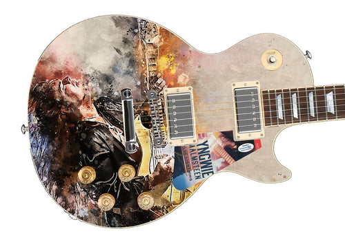 Yngwie Malmsteen Blue Lightning Autographed Custom Photo Graphics Guitar ACOA