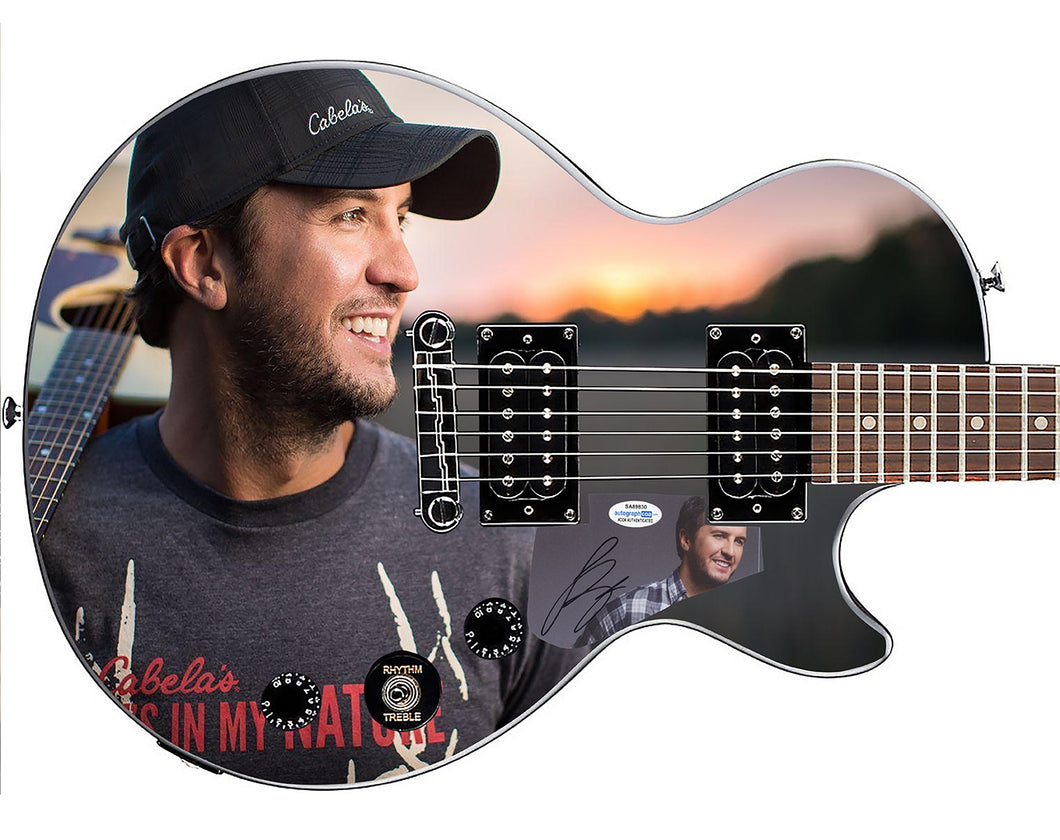 Luke Bryan Autographed Gibson Epiphone Les Paul Photo Graphics Guitar ACOA