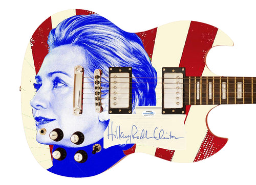 Hillary Clinton Autographed Signed Custom Photo Graphics Guitar ACOA