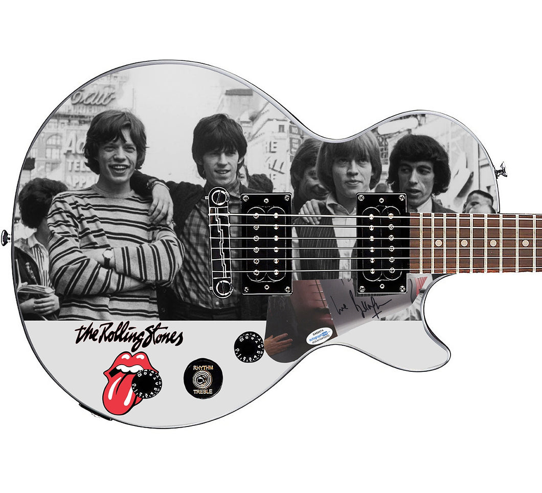 Bill Wyman Signed Rolling Stones Epiphone Les Paul Photo Graphics Guitar ACOA