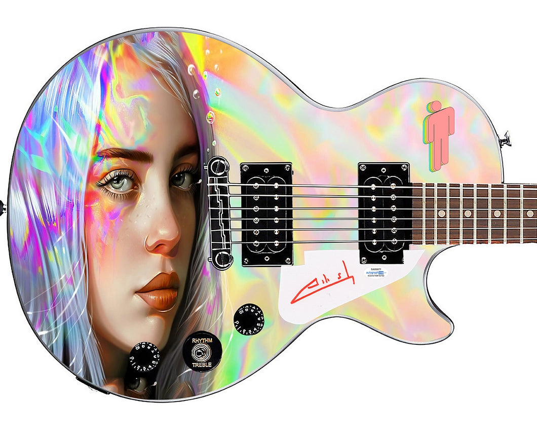 Billie Eilish Autographed Gibson Epiphone Les Paul Photo Graphics Guitar ACOA