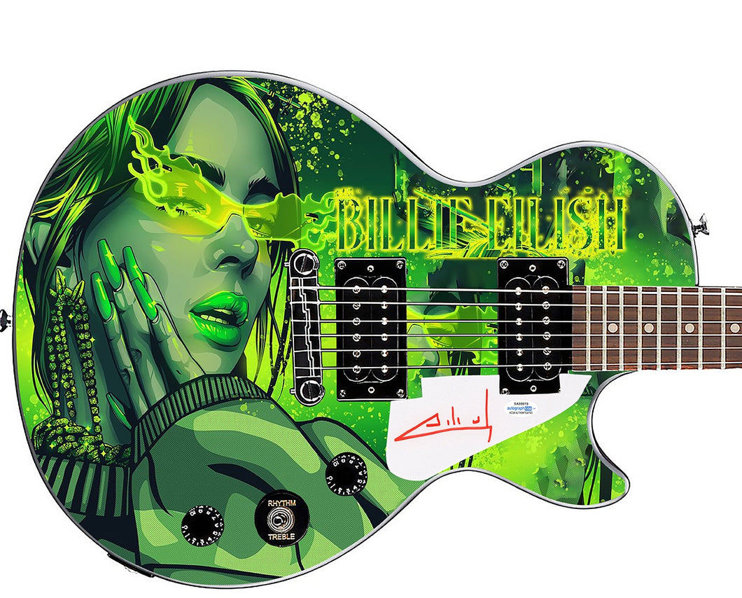 Billie Eilish Signed Gibson Epiphone Les Paul Photo Graphics Guitar ACOA