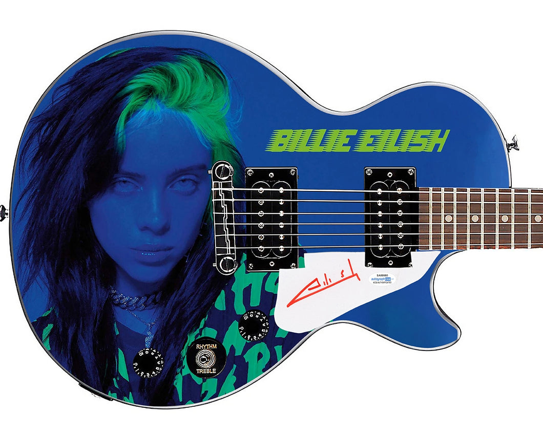 Billie Eilish Signed Gibson Epiphone Les Paul Photo Graphics Guitar ACOA