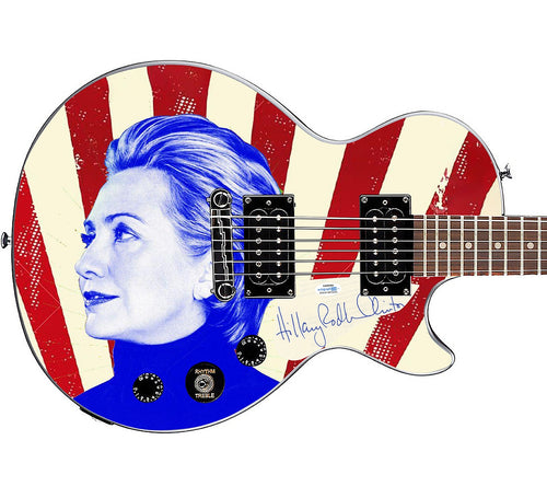 Hillary Clinton Autographed Gibson Epiphone Les Paul Photo Graphics Guitar ACOA