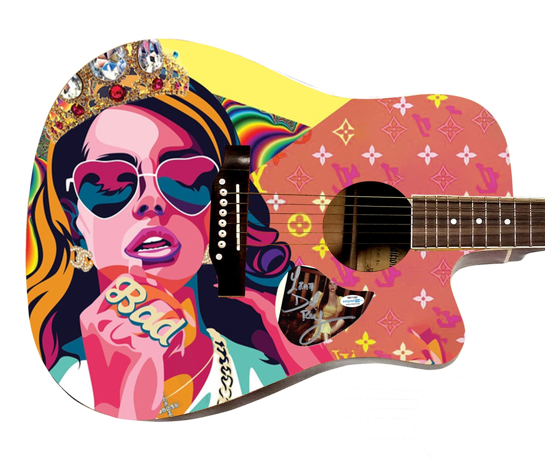 Lana Del Rey Autographed Signed Custom Graphics Photo Guitar
