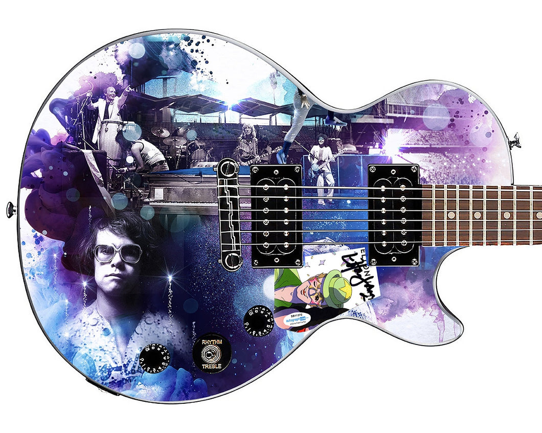 Elton John Collage Autographed Custom Graphics Gibson Epiphone Guitar