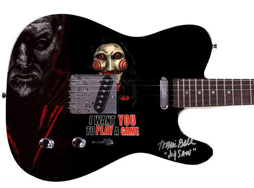 Tobin Bell Saw Jigsaw Movie Autographed Custom Graphics Guitar