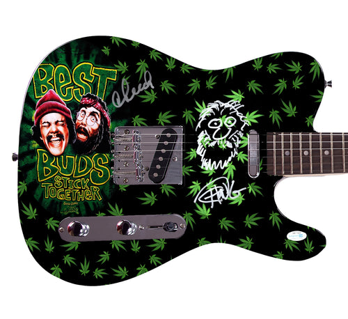 Cheech And Chong Weed 420 Best Buds Up in Smoke Graphics Photo Signed Guitar