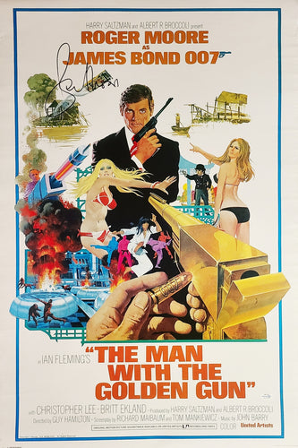 Roger Moore Autographed James Bond The Man With the Golden Gun Poster