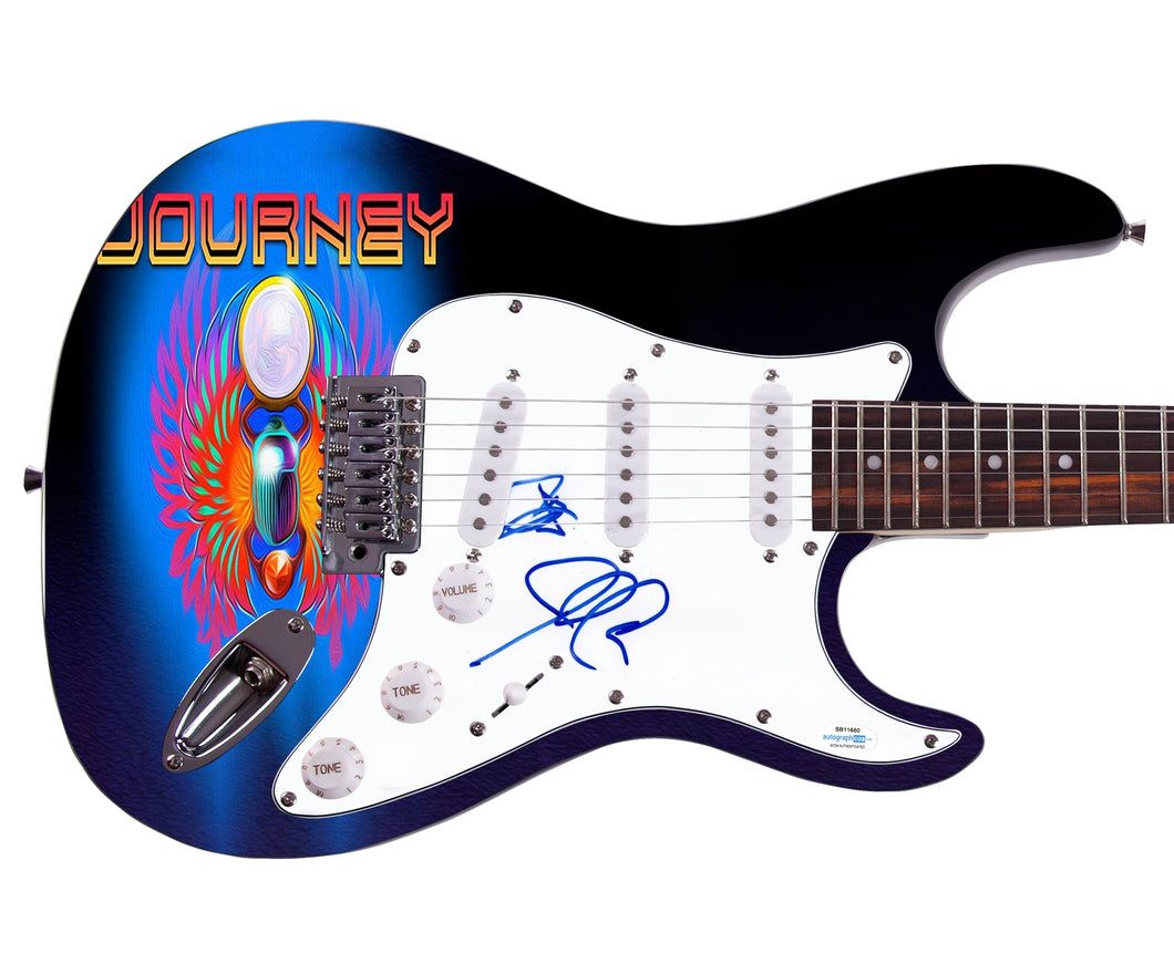 Journey Deen Castronovo Jonathan Cain Autographed Signed Custom Graphics Guitar