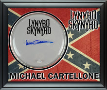 Load image into Gallery viewer, Lynyrd Skynyrd Michael Cartellone Signed Custom Framed Drum Head Display
