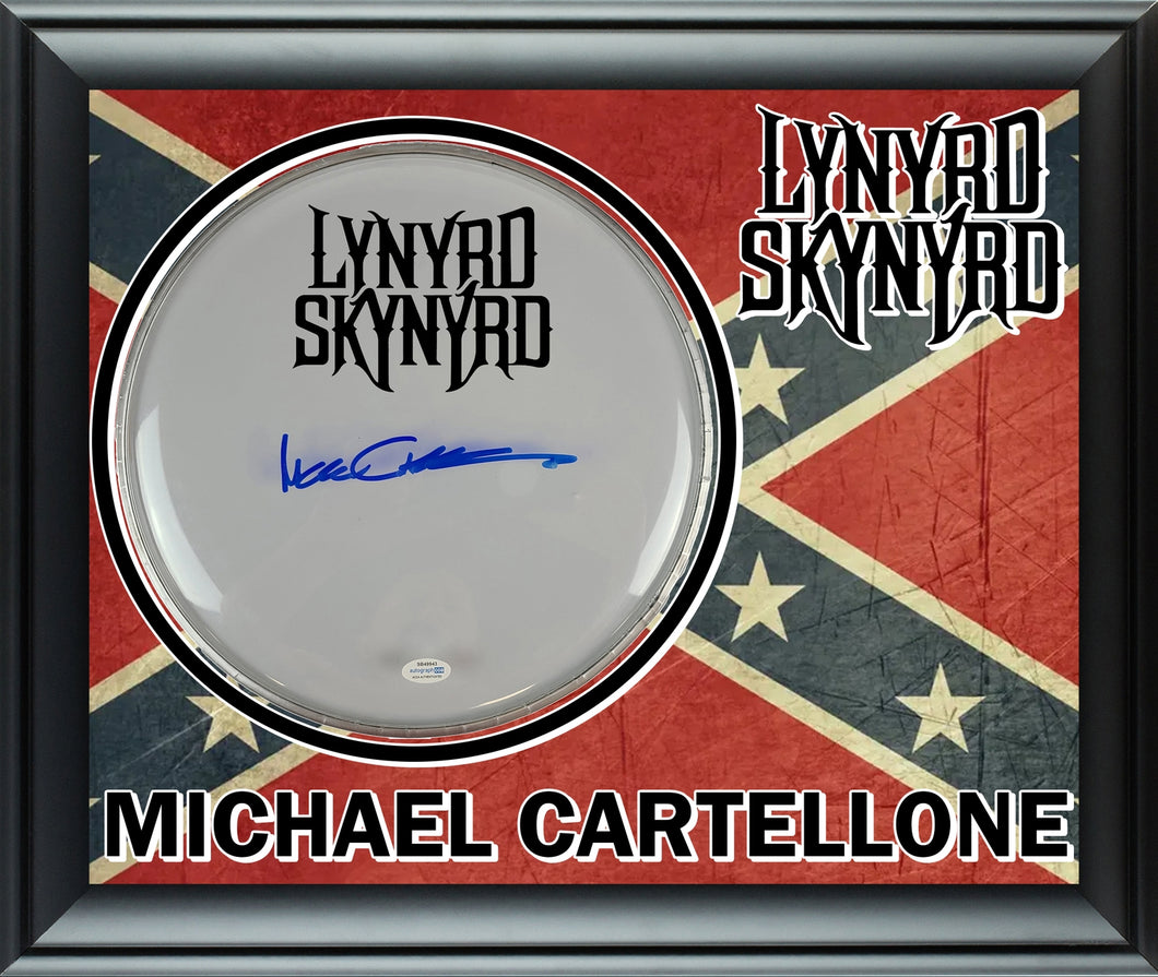 Lynyrd Skynyrd Michael Cartellone Signed Custom Framed Drum Head Display