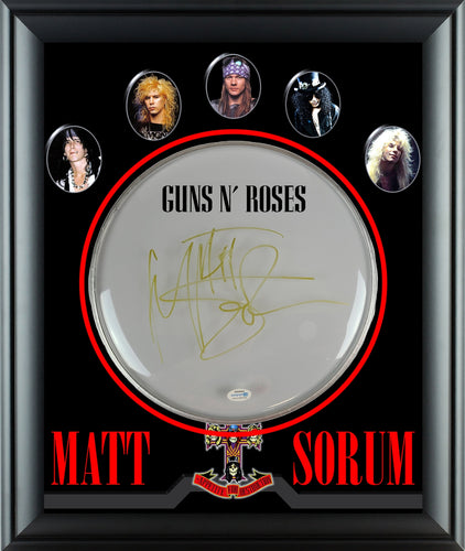 Guns N Roses Matt Sorum Signed Custom Framed Drum Head Drumhead Display