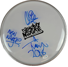 Load image into Gallery viewer, Naughty By Nature Autographed Custom Framed Drum Head Drumhead Display ACOA
