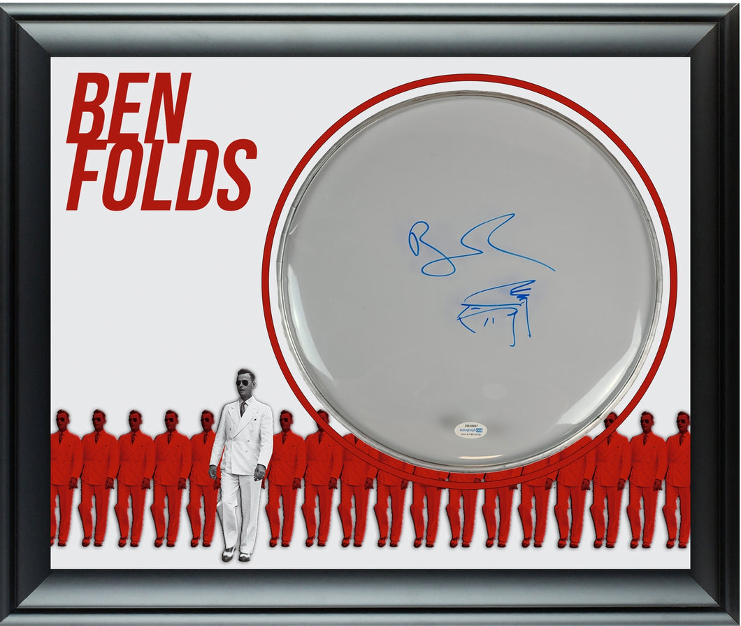 Ben Folds w Piano Sketch Autographed Signed Custom Framed Drum Head Display