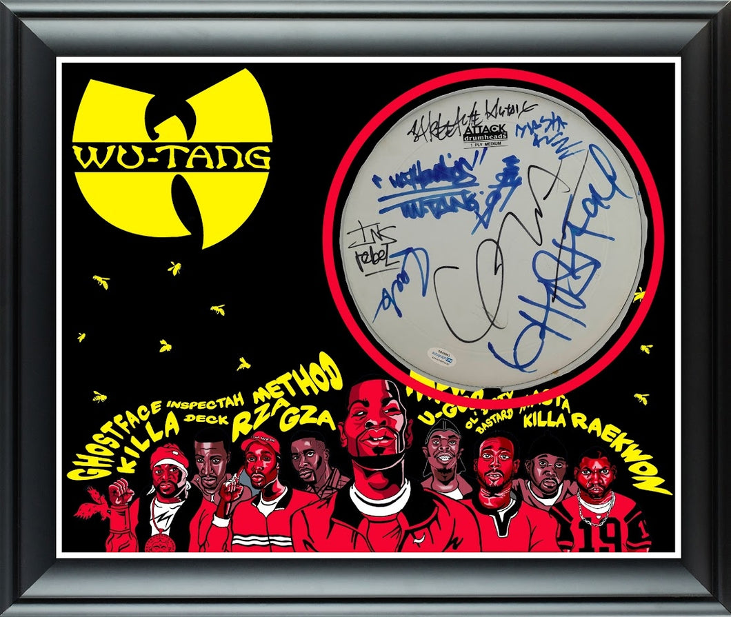 Wu Tang Autographed Custom Framed Drum Head Drumhead Display