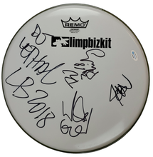 Load image into Gallery viewer, Limp Bizkit Autographed 12 Inch Drum Head Drumhead ACOA
