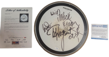 Load image into Gallery viewer, Ted Nugent Band Signed Concert Used Rolling Thunder Tour 14 Inch Drum Head PSA
