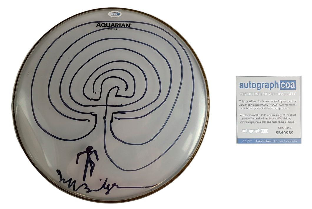 Jeff Bridges Autographed Signed Man Entering Maze Sketch 14 inch Drumhead