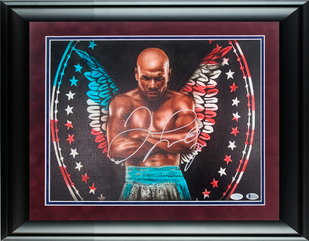 Floyd Mayweather Autographed Hand Painted Framed Canvas BAS Witness
