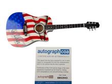 Load image into Gallery viewer, Don McLean Autographed USA Flag Acoustic Axe Heaven Mini 1:4 Guitar American Pie
