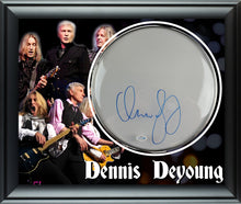 Load image into Gallery viewer, Styx Dennis DeYoung Autographed Custom Framed Drum Head Drumhead Display
