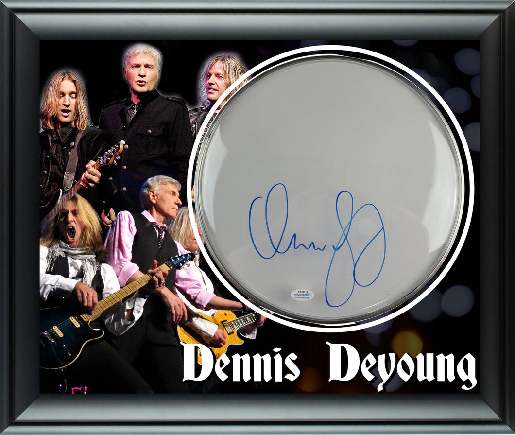 Styx Dennis DeYoung Autographed Custom Framed Drum Head Drumhead Display