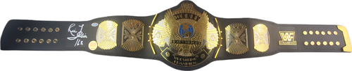 Ric Flair Autographed World Championship Winged Eagle Metal Leather Belt
