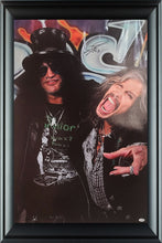 Load image into Gallery viewer, Aerosmith Steven Tyler Signed w Slash Framed 24x36 Canvas Photo Print
