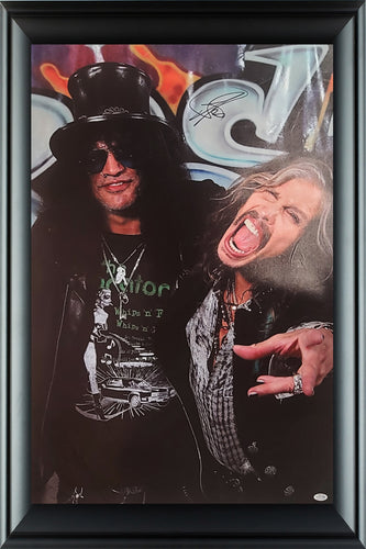 Aerosmith Steven Tyler Signed w Slash Framed 24x36 Canvas Photo Print