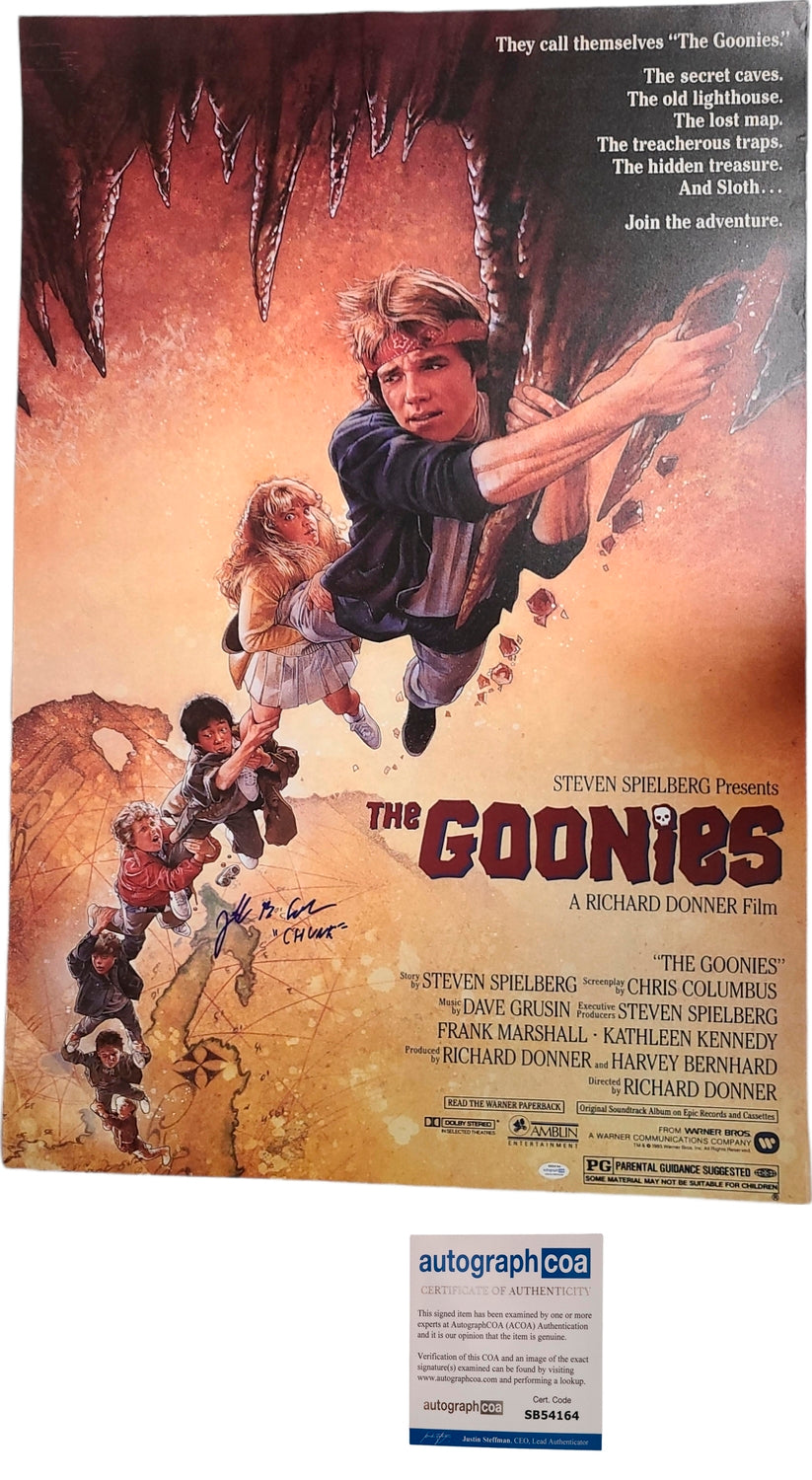 Jeff Cohen Autographed The Goonies Chunk 27x40 Movie Poster