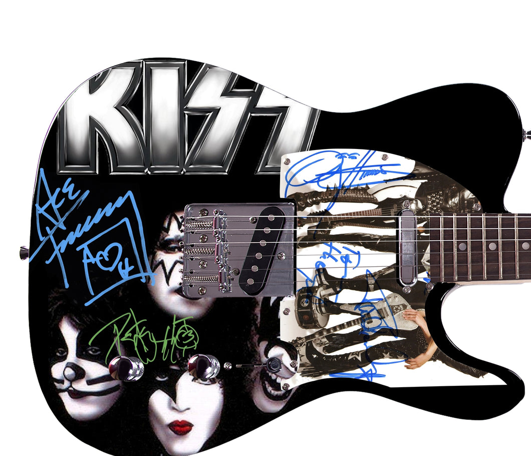 KISS Full Band Autographed Custom Graphics Guitar