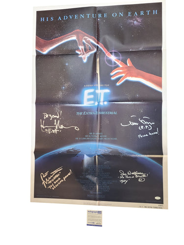E.T. The Extra Terrestrial Cast Signed Original Poster w Quotes Exact Proof