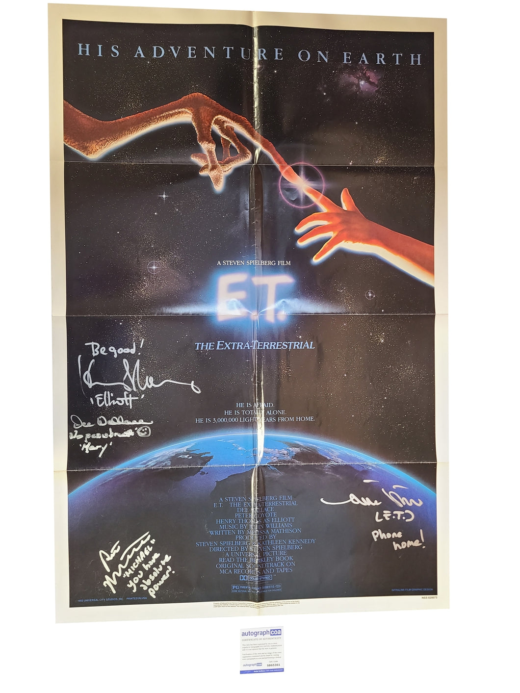 E.T. The Extra Terrestrial Cast Signed Original Poster w Quotes Exact Proof