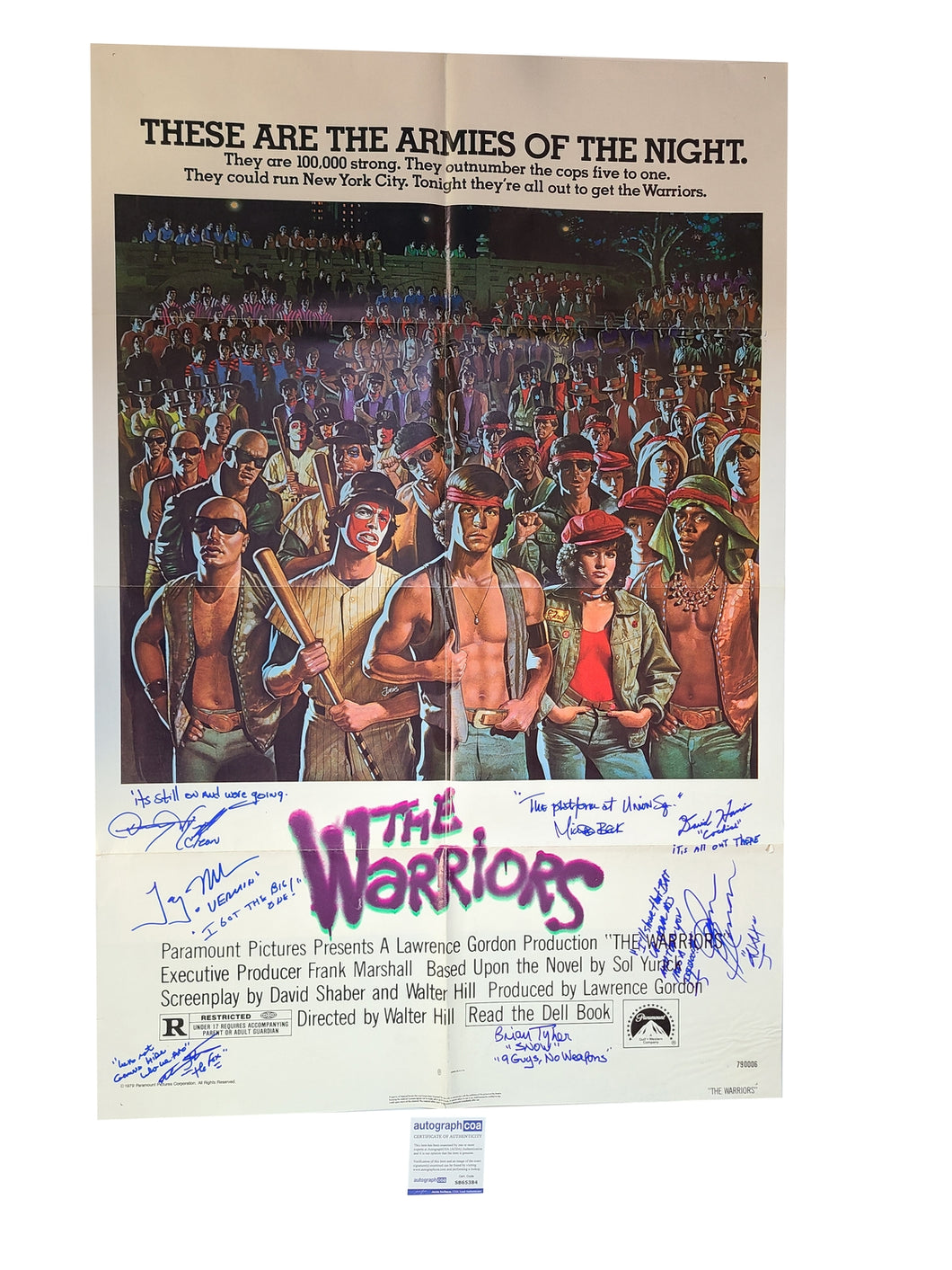The Warriors Movie Cast Signed w Quotes Original 27x40 Poster Exact Proof
