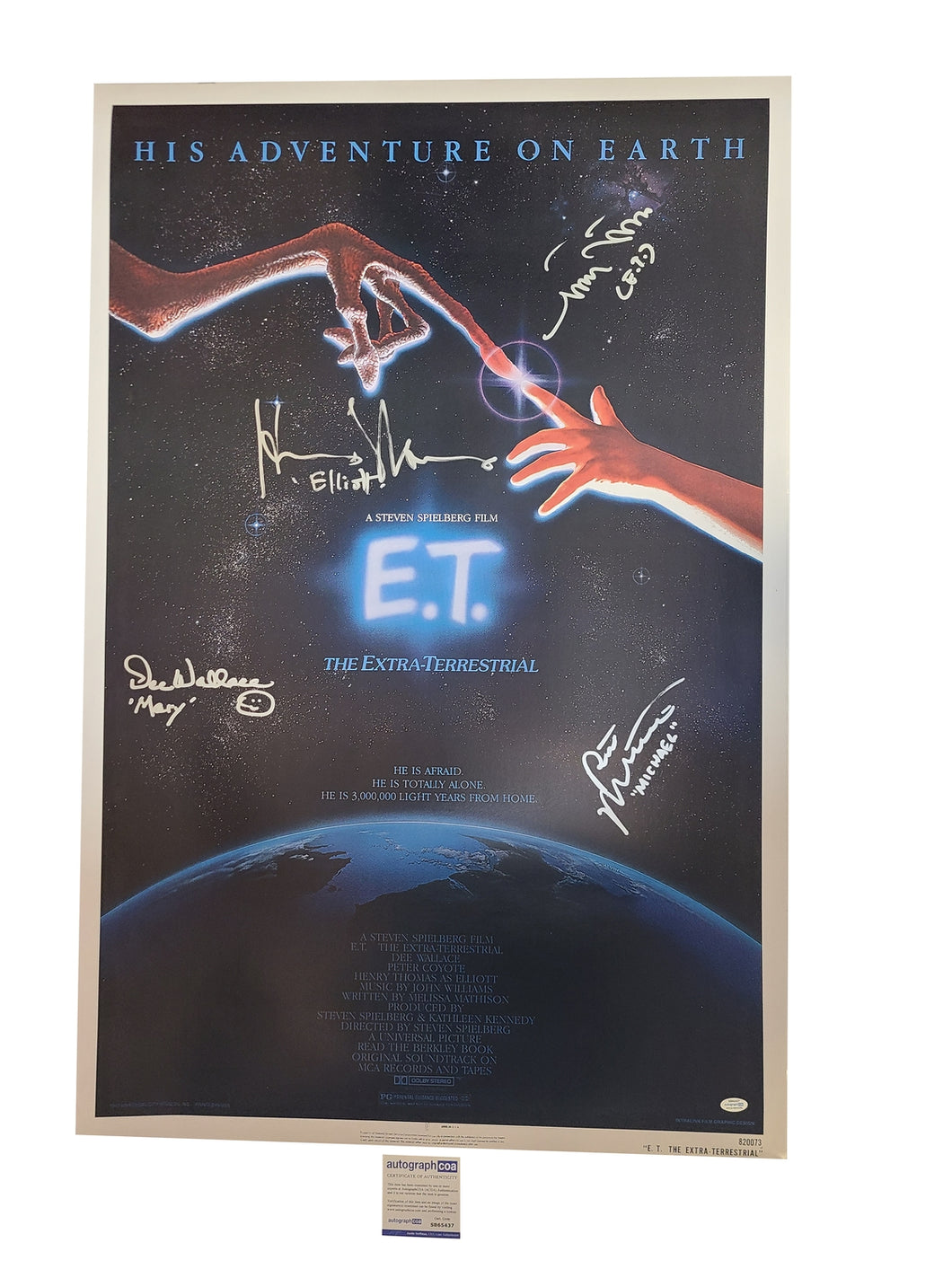 E.T. The Extra Terrestrial Cast Signed 27x41 Movie Poster Exact Proof