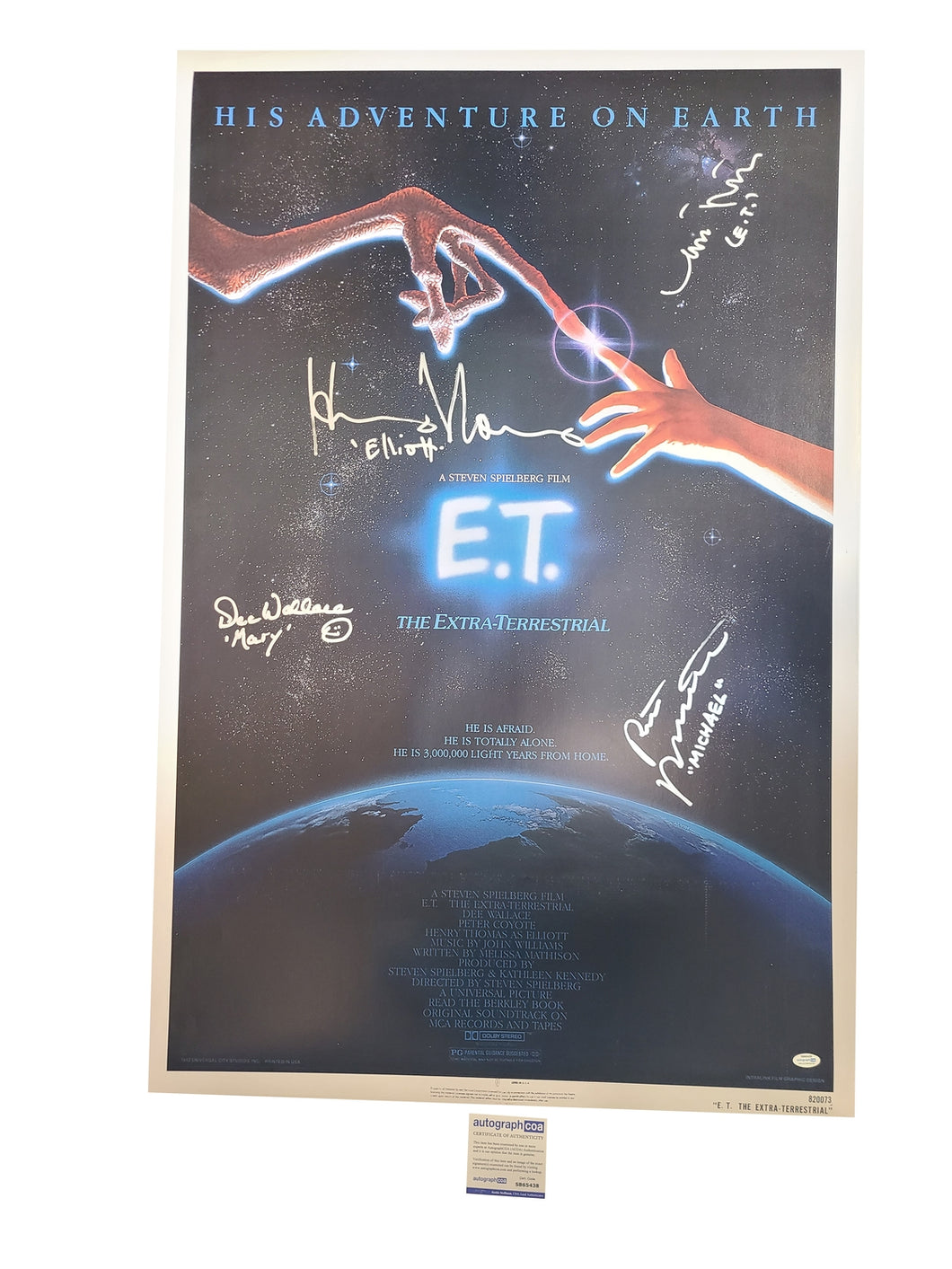 E.T. The Extra Terrestrial Cast Signed 27x41 Movie Poster Exact Proof