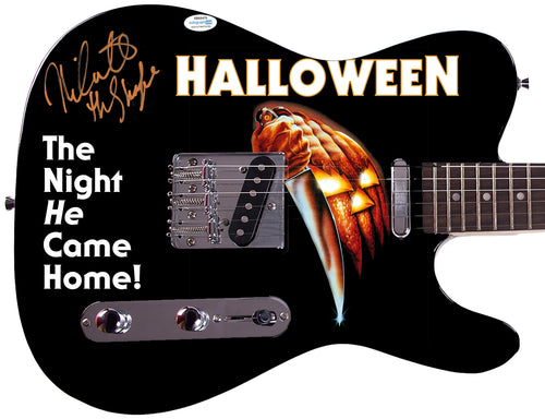 Nick Castle Signed Halloween Michael Myers Photo Guitar Exact Proof