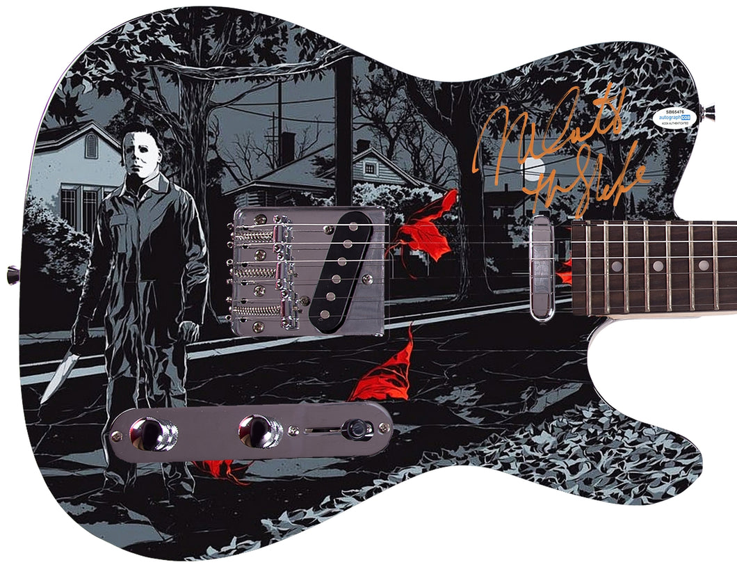 Nick Castle Autographed Halloween Michael Myers Photo Guitar Exact Proof