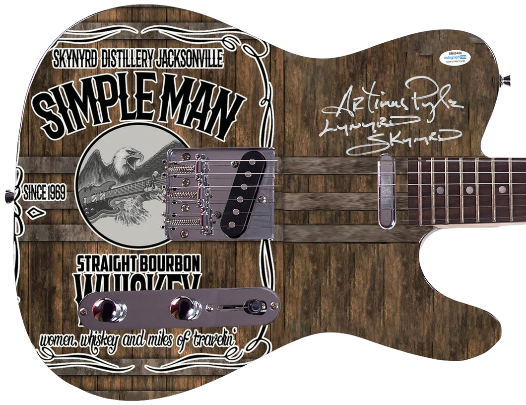 Lynyrd Skynyrd Artimus Pyle Autographed Simple Man Graphics Guitar Exact Proof