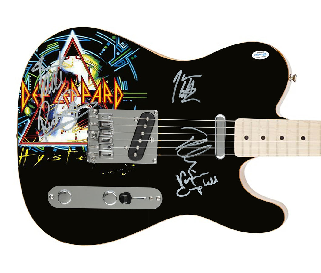 Def Leppard Autographed Custom Graphics Photo Guitar