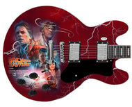 Michael J. Fox Autographed Back To The Future Photo Graphics Guitar