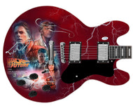 Michael J. Fox Autographed Back To The Future Photo Graphics Guitar