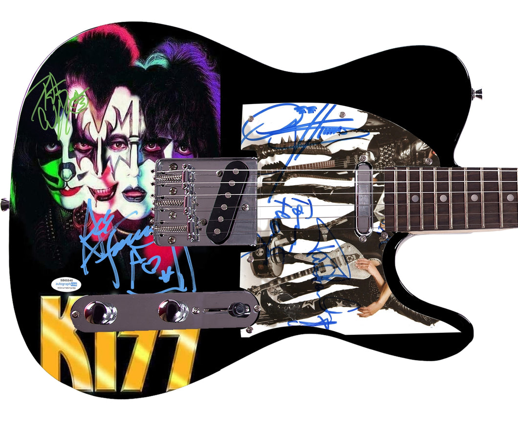 KISS Full Band Autographed Custom Graphics Guitar