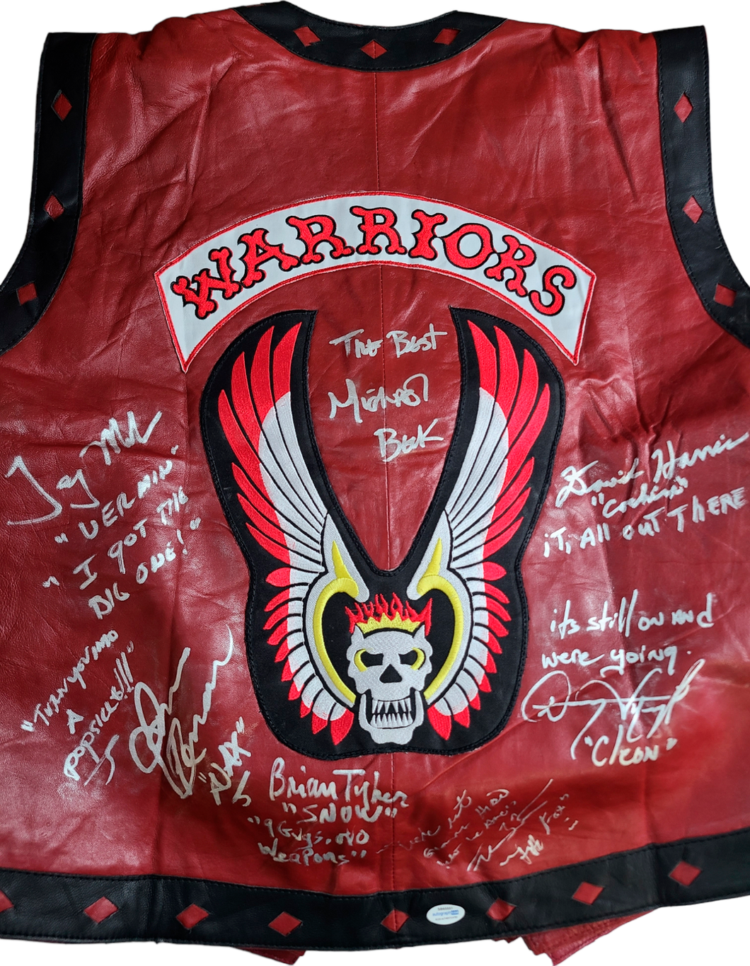The Warriors Movie Cast Autographed Leather Vest w Quotes Exact Proof