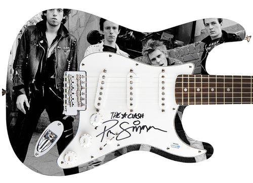 The Clash Paul Simonon Autographed 1/1 Custom Graphics Photo Guitar