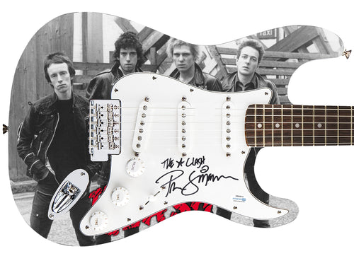 The Clash Paul Simonon Autographed Fender 1/1 Custom Graphics Photo Guitar