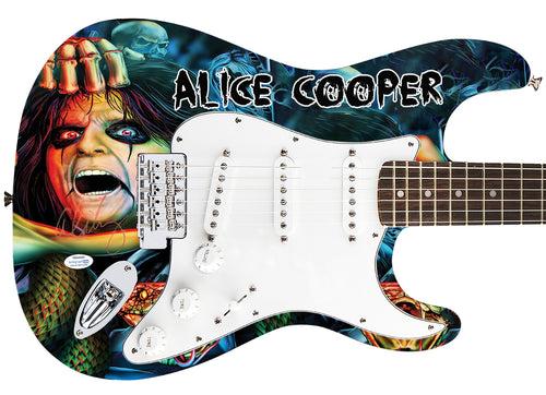 Alice Cooper Autographed Signed 1/1 Custom Photo Graphics Guitar