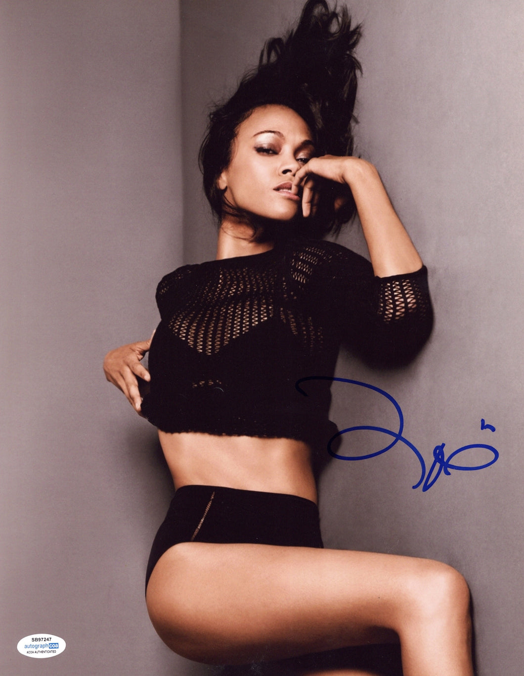 Zoe Saldana Autographed Signed 11x14 Sexy Black Panties Pose Photo Avatar