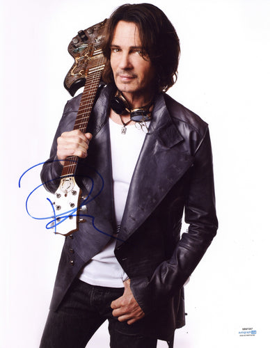 Rick Springfield Autographed Signed 11x14 Black Leather Coat Guitar Photo